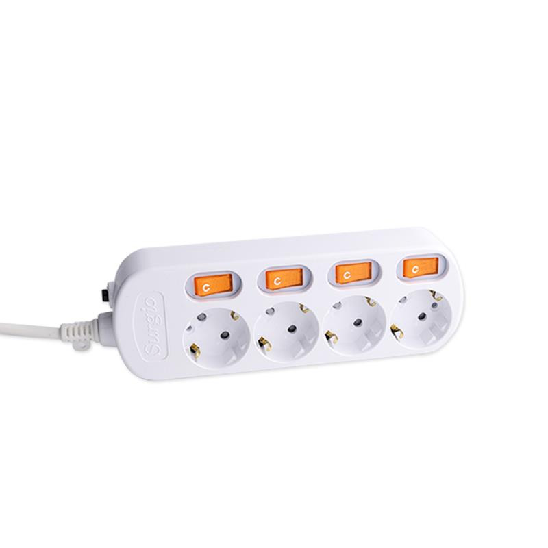 220V-250V 4 outlets EU standard socket with independent switch