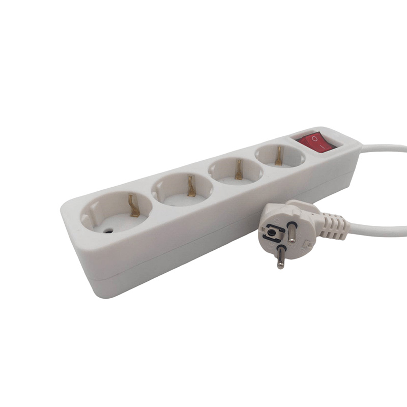 Dust-proof 4 outlets EU standard socket with switch