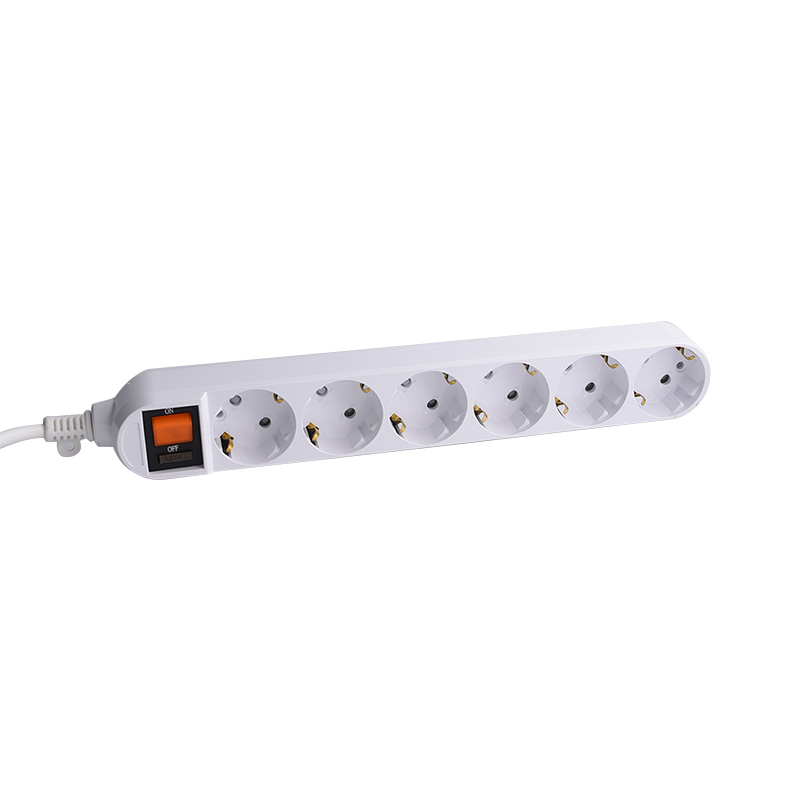 PC material Long extension cord 6 outlets EU standard socket